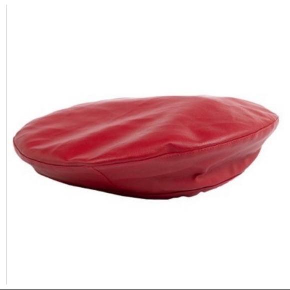 NEW TRENDY RED FAUX LEATHER BERET main image 5